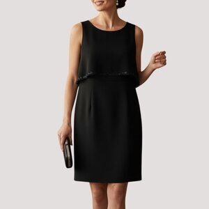 Black Formal Chiffon Overlay Dress 16W Wedding Guest Midi